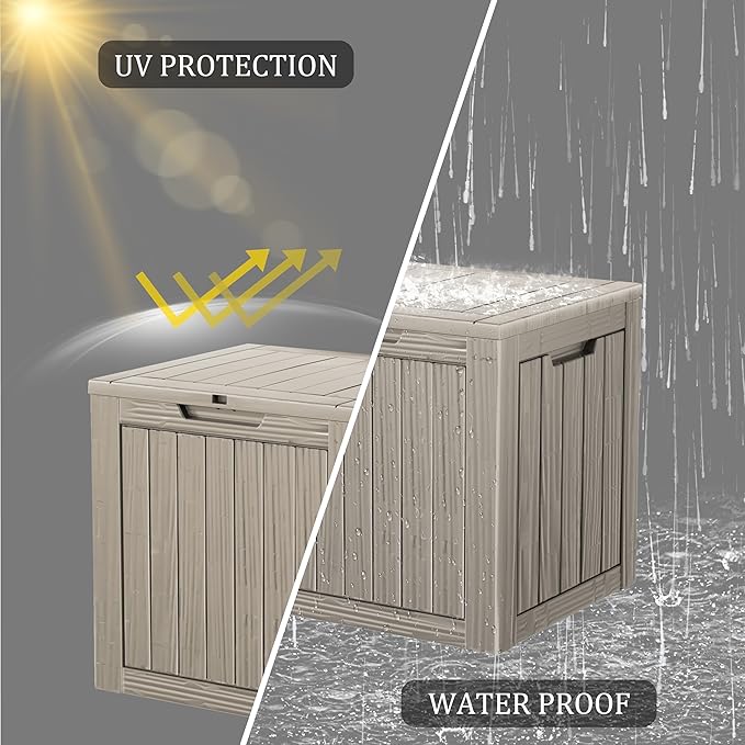 Yardgrace 30 Gallon Waterproof Deck Boxes for Outdoor - Compact Resin Patio Storage Boxes, Pool Storage Bin with Lock for Cushions & Tools, UV-Resistant, Slate Grey