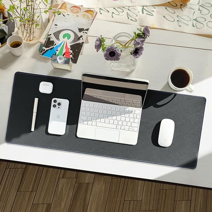 Reniteco Waterproof Large Gaming Mouse Pad with Durable Stitched Edges, Non-Slip Rubber Base, Grainy Jacquard Mouse Mat Desk Pad for Home Office Gaming, 31.5''x11.8''x0.12'', Deep Gray