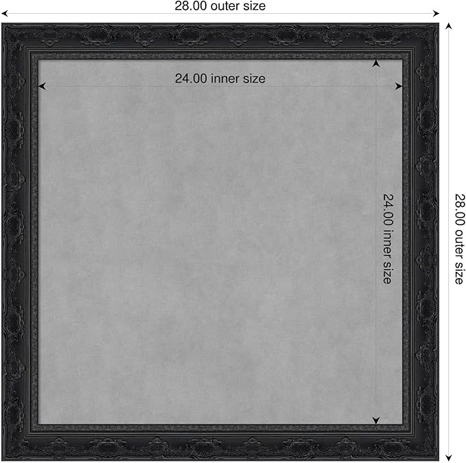 Amanti Art Black Framed Magnetic Board 28x28 Medium Vision Board for use with Magnets, 100% Metal Sheet to Display Items as Office Decor or for Home Organization in mudroom, Kitchen or Kids Room