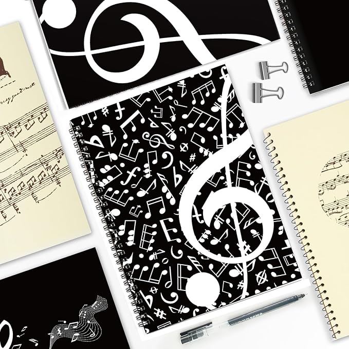 MAXCURY Blank Sheet Music Composition Manuscript Staff Paper Art Music Notebook Black 100 Pages 26x19cm