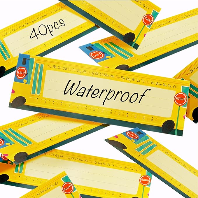 Dotimo Kids 40 PCS Desk Nameplates for Classroom, Name Plate for Desk with Alphabet, Number Line, Traditional Manuscript Name Plate for Classroom School Student(12” x 3.5”)