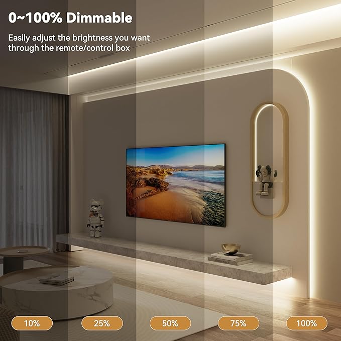 PAUTIX COB LED Strip Lights,UL Listed Dotless LED Lights with RF Remote,16.4ft Natural White 4000K Super Bright Dimmable Flexible Diffused LED Tape Light,Kitchen Cabinet,Office,Stairs,Shelf Lighting
