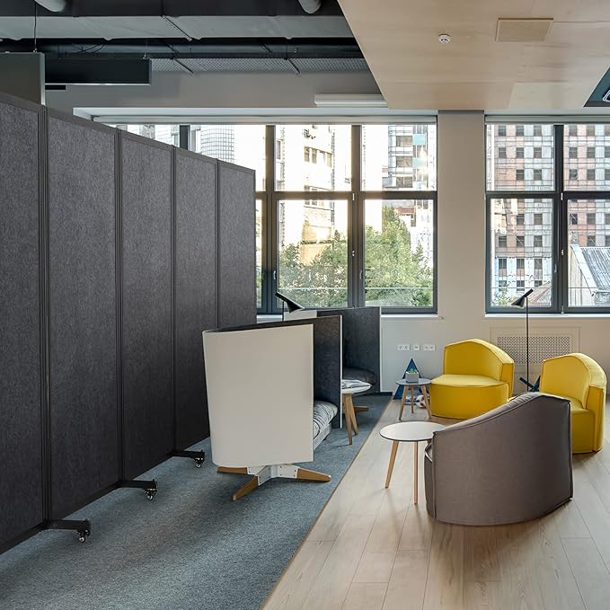 Strongbird Office Divider,Room Partition, Privacy Partition Separator,Portable Commercial Screen Dividers,Classroom School Dividers,10'6"W x 6'7"H,5 Panel,Grey