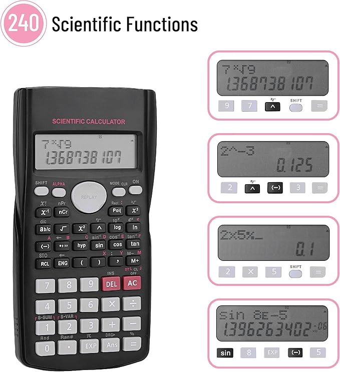Mr. Pen- Scientific Calculators Bulk, 24 Pack, 2 Line, 240 Functions, 12 Digit Math Calculator Scientific with Protective Hardcover