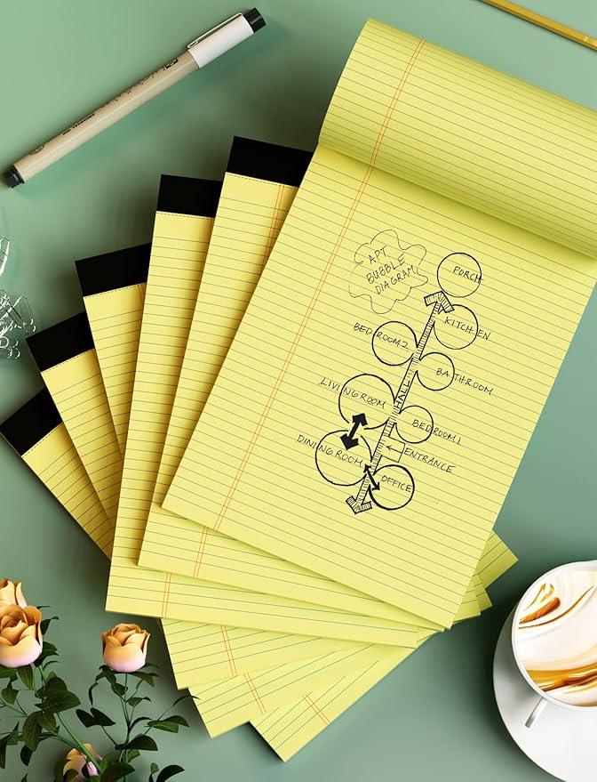Aidunmis 10 Pack Yellow Legal Pads 8.5 x 11 College Ruled Note Pads Lined Writing Paper Pads Yellow Paper 8.5 x 11 Pads of Paper 30 Sheets per Writing Tablets Lined Legal Notepads for Home, Office