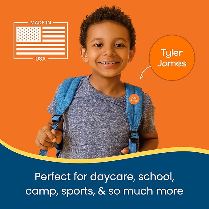 Name Bubbles - Basic Daycare Name Stickers for Kids (144 Count) - Personalized Waterproof Name Labels for School Supplies, Clothing Tags, Baby Bottles, All Ages - Washable Stick-On Labels (Simple)