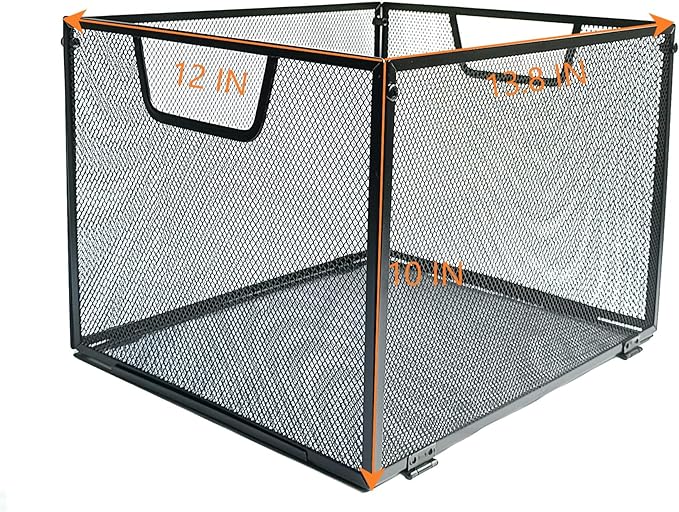 SREGGSIY Metal Mesh Hanging File Organizer, Office/School/Home File Crate,13.8 x 12 x 10 inches,Black