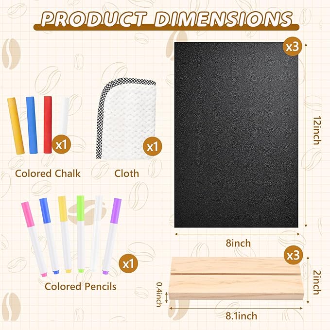 Bouiexye 3 Pack 8.1x12 in Chalkboard Signs with Stand for Tables Small Chalk Board Signs Tabletop Message Board Sign with Wood Base for Home Decorations Coffee Shop Restaurant Kitchen Wedding Party