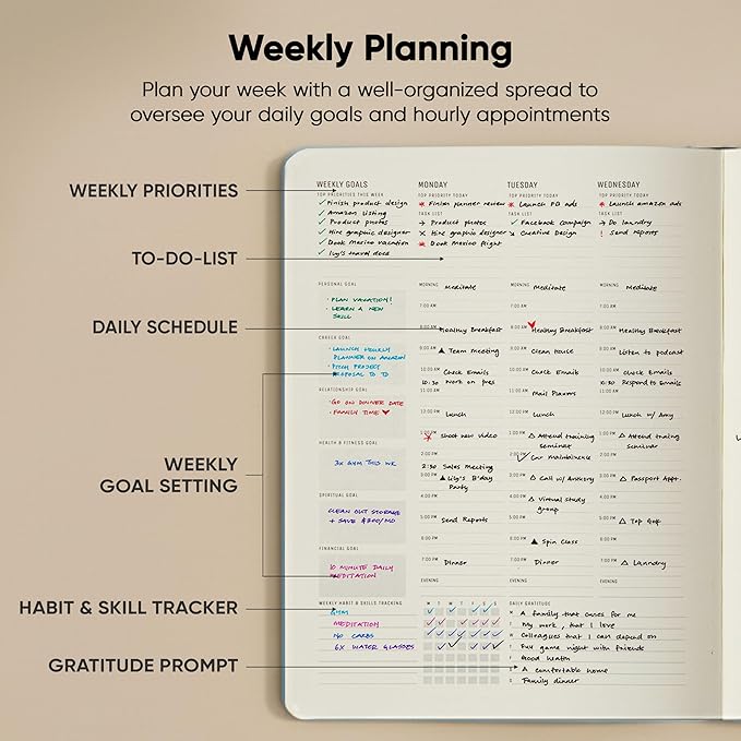 Hourly Planner & Appointment Book (8.5” x 11”) - Premium Hourly Planner with Daily Schedule & 30-Minute Time Slots for Better Time Management by PRODUCTIVITY STORE (A4, Blue)