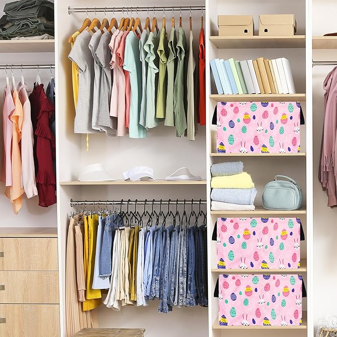 FUULOXE Storage Bin for Shelves Rectangle Closet Baskets Foldable Box with Handles Storage Bins, Storage Boxes for Home Office Car Dormroom