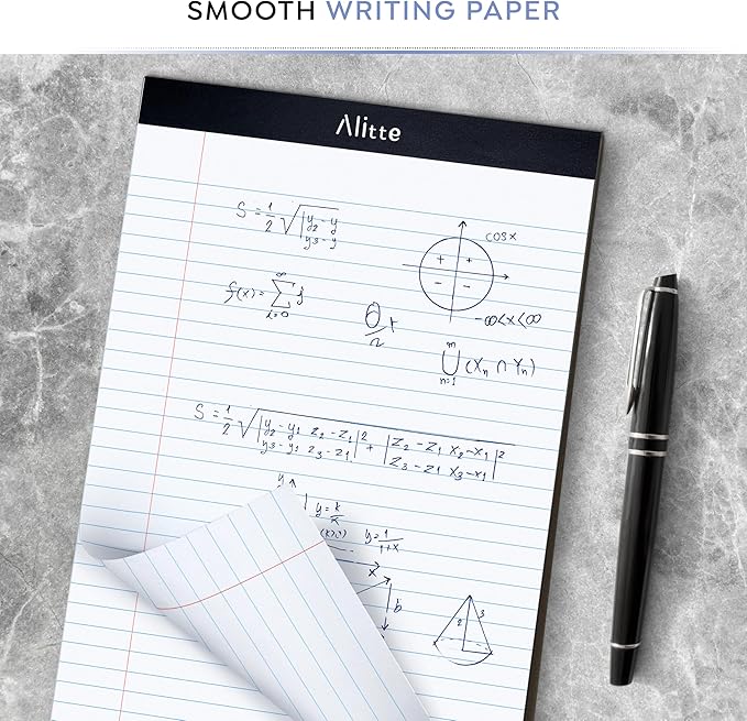 Alitte Legal Notepads 8.5 x 11, Pack of 12 - Perforated Wide Ruled Writing Pad - Premium Thick Paper, No Ink Bleeding - Blank Legal Pads For Home, Office, School, Business - 50 Sheets Per Notebook