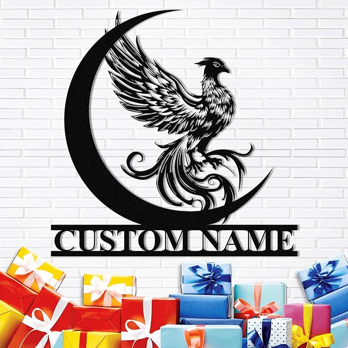 Dyoart Custom Phoenix Metal Sign | Personalized Last Name Signs | Phoenix Wall Art | Metal Outdoor Wall Decor | Personalized Housewarming Gifts | Phoenix Wall Decor for Living Room Bedroom