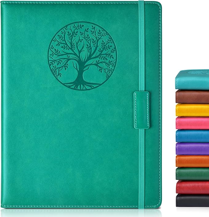 Biuwory Lined Journal Notebook for Women Men,256 Pages A4 Large Hardcover Leather Journals for Writing,Travel,Business,Work,School,College Ruled Notebooks for Note Taking, Diary Notepad 8.6"×11"