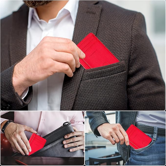 TOURSUIT Travel Minimalist Slim Front Pocket Wallet for Men Women, RFID Blocking Credit Card Holder Case (Red)