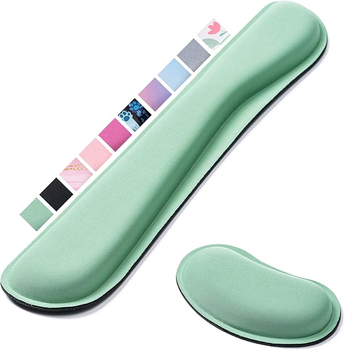 Hoewina Keyboard Wrist Rest,Ergonomic Wrist Rest,Superfine Fabric and Gel Memory Foam Wrist Pad for Computer Keyboard for Easy Typing & Pain Relief, Suitable for Office, Family, Outdoor, Bean Green