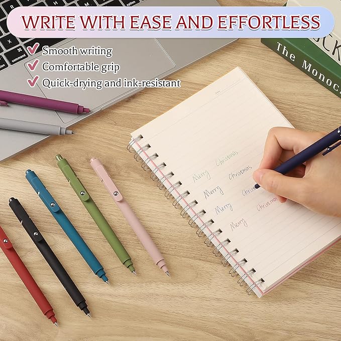 Thboxes 8Pcs Gel Pens for Journaling, 0.5mm Fine Tip Retractable Colorful Pens - Smooth Writing for Note Taking, Office & School Supplies, Valentine's Day Gifts for Women Teachers Kids