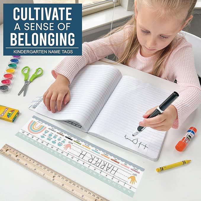 Desk Name Tags for Classroom -25 Student Name Plates for Classroom Kindergarten, Preschool, 1st, 2nd & 3rd Grade, 13x3 Teacher Nameplates for Student Desks, Boho Nametags