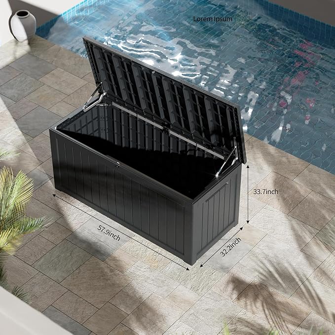 PATIOEASY Outdoor Storage Box 270GAL Waterproof Resin Deck Box,UV-Resistant Lockable Delivery Bin for Garden Tools,Large Patio Outside Cushions,Pool Accessories Supplies,Chest,Furniture,Package,Black