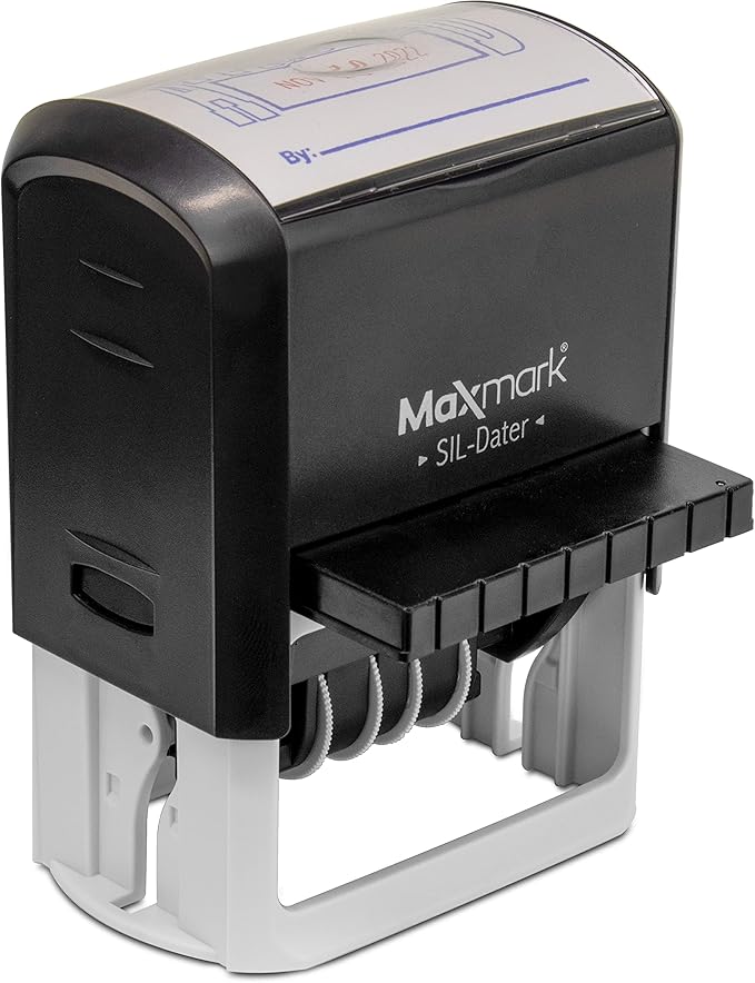 MaxMark Large Self-Inking Rubber Date Office Stamp with Received Phrase & Date - Blue Ink, 12-Year Band - Style 5