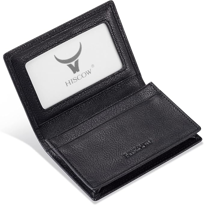 Leather Business Card Case Holder for Men & Women, Italian Calfskin