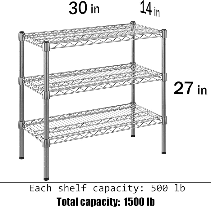 Regal Altair 14" Deep x 30" Wide x 27" Height Wire Shelving Kit | 3-Tier | NSF Commercial Storage Rack Unit