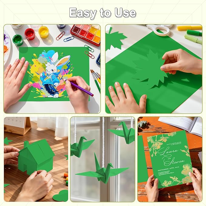 40 Sheets Cardstock 8.5x11, 65lb Dark Green Card Stock, Construction Paper, 180gsm Thick Printer Paper for Printing, Painting, Card Making, Kids School Supplies,Party Decorations