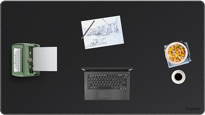 Mydours Giant 63" x 36" Desk Pad, PU Leather Surface for Extra Large Coverage, Professional Office Mat, Large Mouse Pad for Desk for Writing, Workspace, Home and Office (Black)