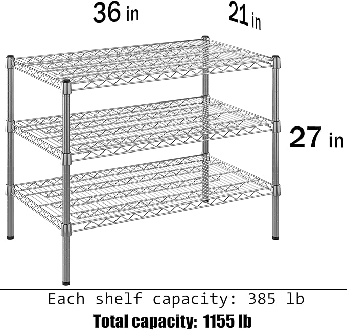 Regal Altair 21" Deep x 36" Wide x 27" Height Wire Shelving Kit | 3-Tier | NSF Commercial Storage Rack Unit