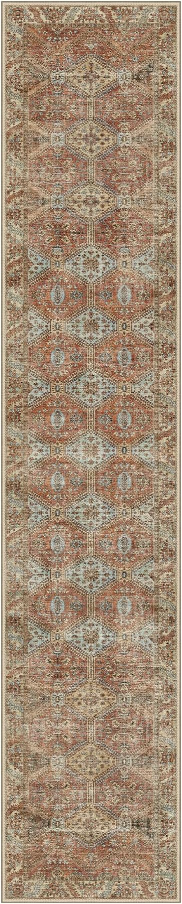 GENIMO Runner Rug 2x10 Non Slip Machine Washable Hallway Runner Rug, Low Pile Lightweight Rugs for Entryway, Hallway, Kitchen and Corridor, Vintage Brick Red