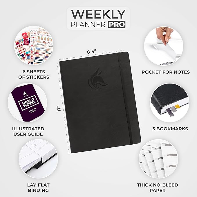 Clever Fox Planner PRO – Weekly & Monthly Life Planner to Increase Productivity, Time Management and Hit Your Goals, 8.5x11″ (Black)