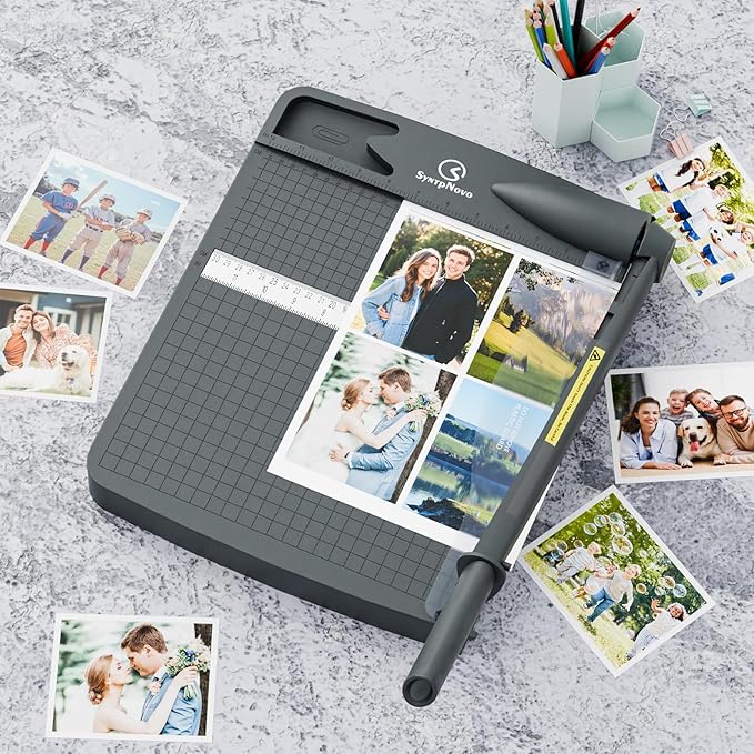 12 Inch Heavy Duty Paper Cutter, Guillotine Paper Cutter & Paper Trimmer, 12-16 Sheets Capacity Paper Cutting Board for Classroom, Crafting, Cardstock Gray