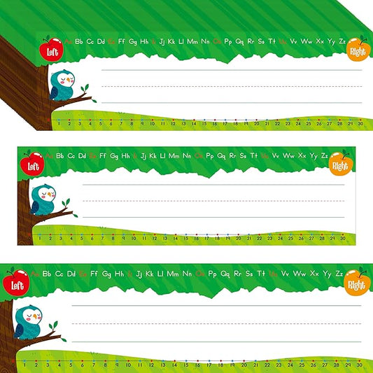 40 PCS Desk Name Tags, Erasable, Reusable & Waterproof Desk Nameplates with Alphabet, Number Line 1-30 Traditional Manuscript Name Plate for Classroom School Student (12” x 3.5”)