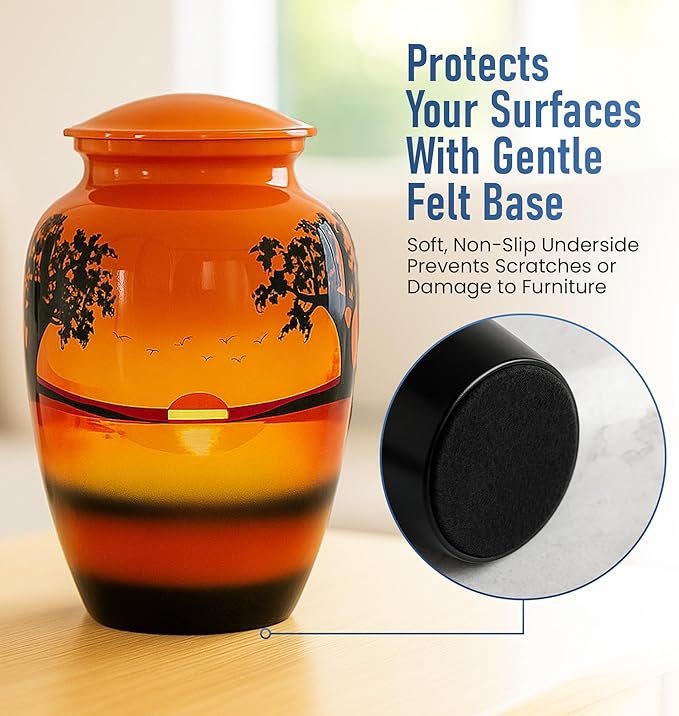 Modern Memorials Cremation Urn for Ashes - Large Urn for Man & Women - 200 Cubic Inches - Includes Velvet Storage Bag - Safari Style