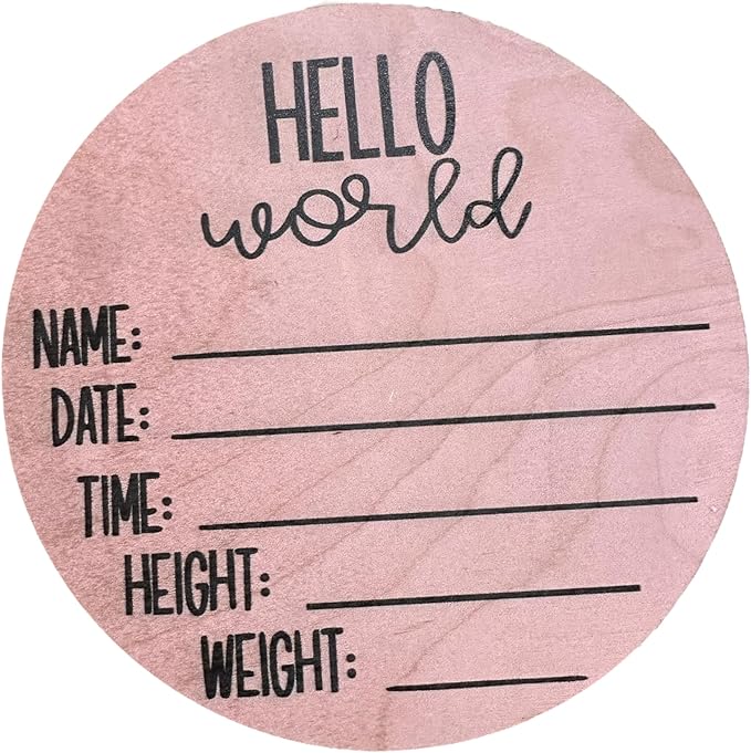 Silva lining designing Baby Shower Sign, Newborn Girl Nursery Decor, Wood round, Girls decorative, Home Decor for Baby Girl, Newborn Gift (Birth Stats-Pink Posy)