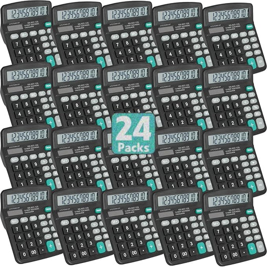 24 Pack Calculator Bulk, 12 Digits Calculators Desktop with Large LCD Display and Sensitive Butto, Solar and Battery Dual Power, Desk Calculator for School, Office, Home