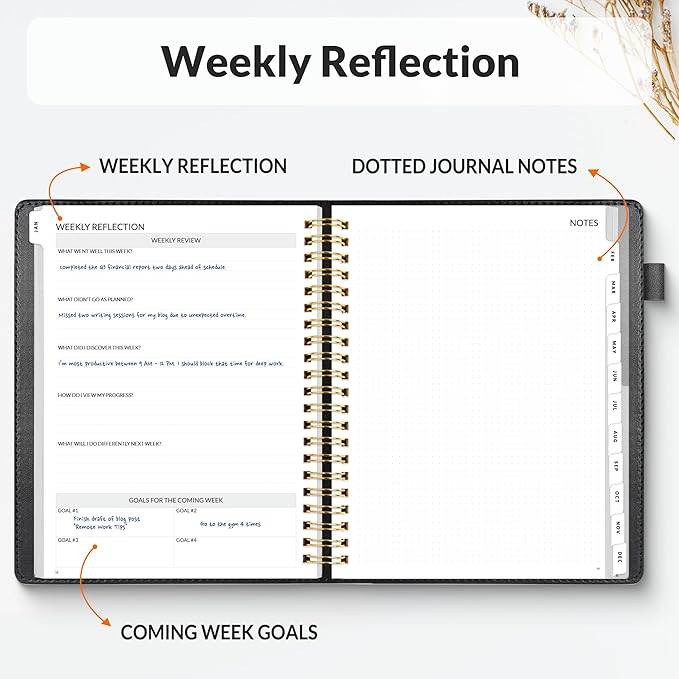 SUNEE 2026 Planner 8.5" x 11" – Dated Productivity Planner for Time Management - Daily,Weekly & Monthly Planner to Achieve Goals - Planner 2026 dated from January 2026 – December 2026,Black