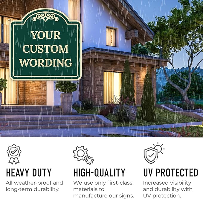 Custom Decorative Sign, Personalized Metal Sign for Business, Driveway, Home, Airbnb, Office Door Plaque,Green Background,12x12 Inches, ACM, Fade Resistant, Made in USA