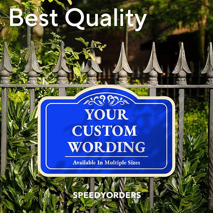 Custom Personalized Metal Aluminum Driveway Signs, Blue Steel 14x10 In, Waterproof Made In USA
