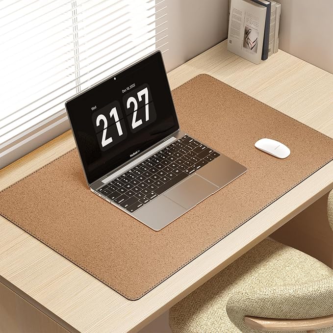 Mydours 40" x 20" Extra Large Desk Mat, PU Leather & Cork Desk Pad, Large XXL Desk Mouse Pad for Workstation, Office, Home, Computer Desk Mat with Keyboard & Mouse (Black)