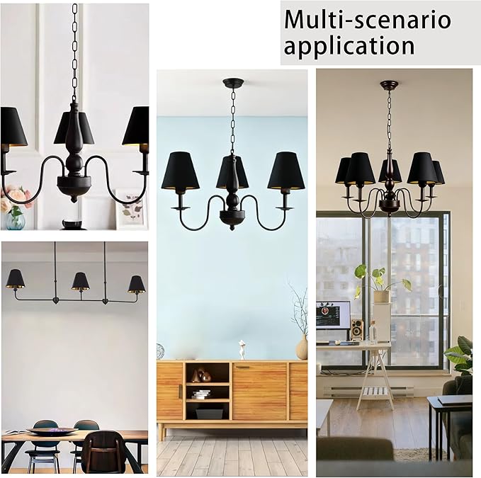 TAaMTYH small lamp shade chandelier shades set of 3，Fabric Lampshade for Wall Lamp，chandelier shades，small table lamps，For Cutting Edge bulbs, Clip-on Fitter Lampshade，3" X 6" X 5"