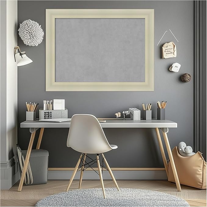 Amanti Art Silver Framed Magnetic Board 25x33 Medium Vision Board for use with Magnets, 100% Metal Sheet to Display Items as Office Decor or for Home Organization in mudroom, Kitchen or Kids Room