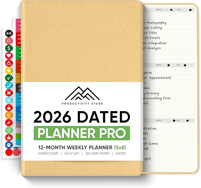 Dated, 2026 Planner, 5.8” x 8.3” - The #1 Productivity Planner to Achieve Your 2026 Goals - Planner 2026-2027 by PRODUCTIVITY STORE (A5, CREAM)
