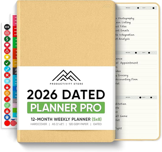 Dated, 2026 Planner, 5.8” x 8.3” - The #1 Productivity Planner to Achieve Your 2026 Goals - Planner 2026-2027 by PRODUCTIVITY STORE (A5, CREAM)