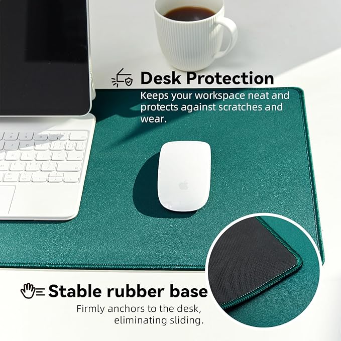 Reniteco Waterproof Large Gaming Mouse Pad with Durable Stitched Edges, Non-Slip Rubber Base, Grainy Jacquard Mouse Mat Desk Pad for Home Office Gaming, 35.4''x15.7''x0.12'', Matte Green