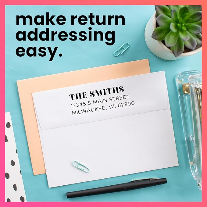 ExcelMark Personalized Return Address Stamp – Custom Self Inking Rubber Stamp (Large, The Statement)