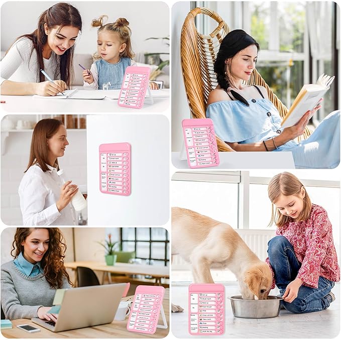 Audab 2Pcs Dry Erase Chore Chart for Kids, Magnetic Checklist Board, My Chores Slider Chart to Do List Board, Routine Reward Chart Schedule Board Task Tracker for Home Refrigerator, Wall, Desk (Pink)