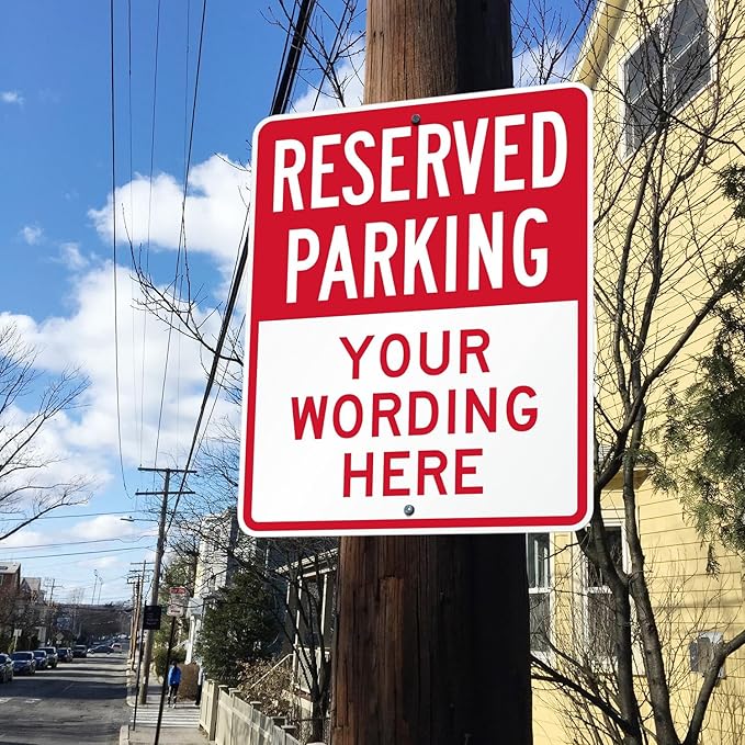 SmartSign 30 x 24 inch Custom “Reserved Parking” Metal Sign - Add Text, 80 mil Laminated Rustproof Aluminum, Red and White, Made in USA