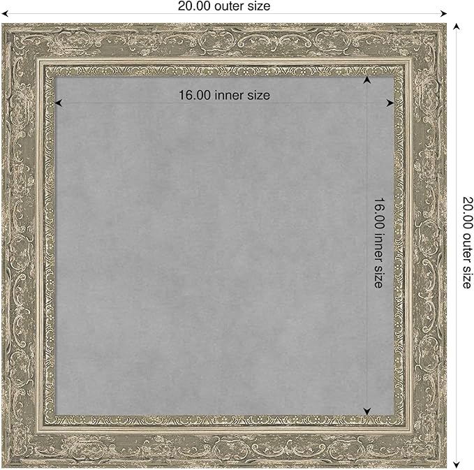 Amanti Art Silver Framed Magnetic Board 20x20 Small Vision Board for use with Magnets, 100% Metal Sheet to Display Items as Office Decor or for Home Organization in mudroom, Kitchen or Kids Room