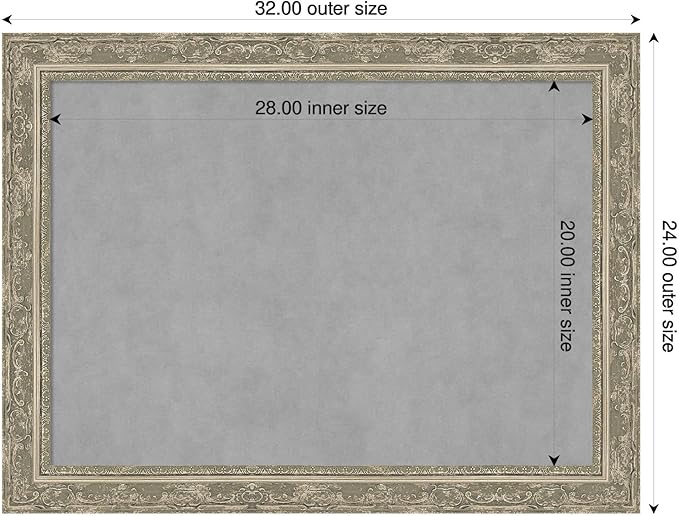 Amanti Art Silver Framed Magnetic Board 24x32 Medium Vision Board for use with Magnets, 100% Metal Sheet to Display Items as Office Decor or for Home Organization in mudroom, Kitchen or Kids Room