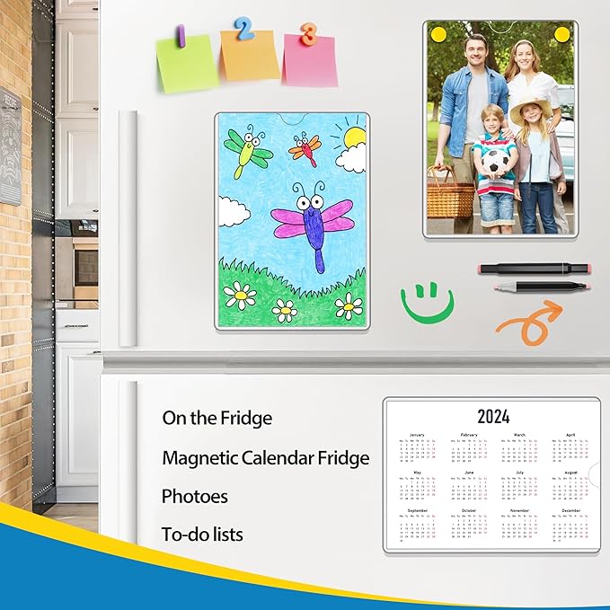 Magnetic Sign Holder 8.5 x 11 Wall Sign Holder 5Pack, Rigid Plastic Door Sign Holder Magnetic Frame with Magnetic Tapes and Adhesive Tapes, Adhesive Display Frame for Fridge Window Wall Display
